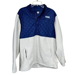 MaGellan Outdoors Fleece Quilted 1/4 Snap Blue Cream Size XL Extra Large Classic